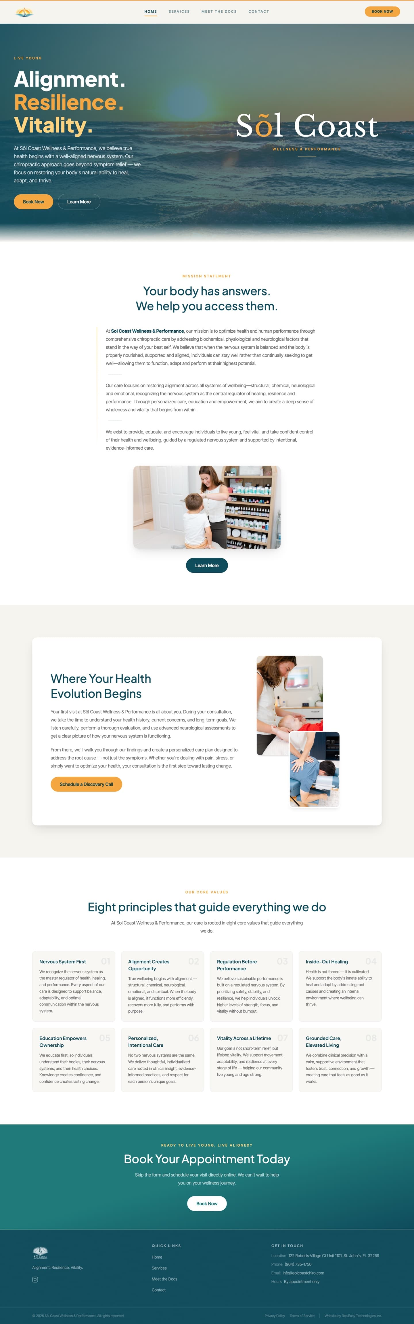 The Sol Coast Chiropractic website